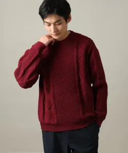 Вязаный свитер арановой вязки с круглым вырезом Avv, цвет Red