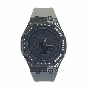 Часы Casio G-Shock Analog-Digital 2100 Series, арт. GA-2100-1A1, угольно-серый/черный со стразами