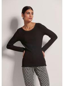 MADELEINE Футболка в рубчик с кружевом черного цвета