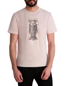 Футболка с вышитым рисунком плоской головы Karl Lagerfeld Paris, розовый