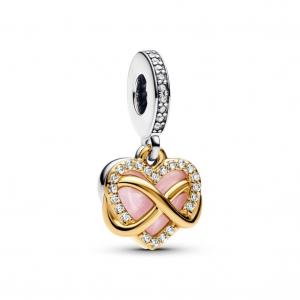 Шарм Sparkling Infinity Heart Dangle Pandora, двухцветный