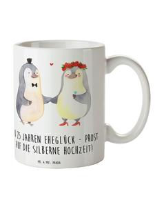 Кружка на 25-ю годовщину свадьбы (серебряная свадьба) с... белого цвета Mr. & Mrs. Panda