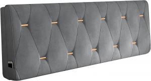 Подушка-подголовник для кровати LIANGJUN, подушка для чтения со съемным чехлом, поясничная подушка для дома, спальни, дивана, 7 цветов, индивидуальный размер (Цвет: серый, Размер: 180x60x10 см) CHIAPERINI, Gray