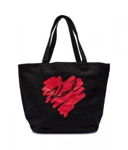 Сумка-шоппер женская Karl Lagerfeld двусторонняя с принтом, черный