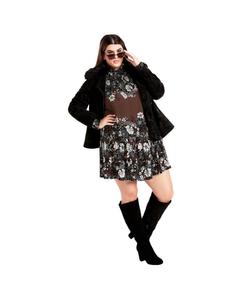 Женское платье большого размера Cassia с пышными рукавами и оборками AVENUE, Flower print