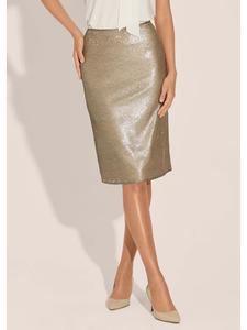 MADELEINE Узкая юбка-карандаш с двусторонними пайетками цвета «бежевый»