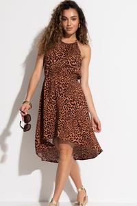 Пляжное платье с высоким воротником и высоким воротником из вискозы ecovero с принтом и золотой цепочкой Pour Moi, мультиколор