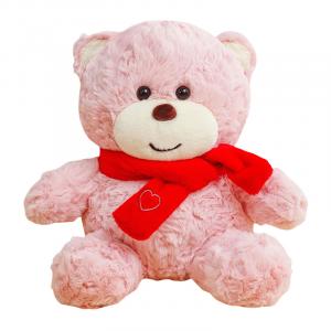 Плюшевый мишка в шарфе с сердцем, высота 25см/35см/50см MLING, розовый