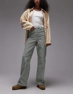 Джинсы свободного кроя прямого покроя со средней посадкой в зеленую полоску Topshop