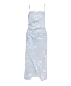 Платье из атласа с принтом - в стиле арка Marella, синий