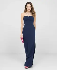 Длинное платье без бретелек Veneno en la piel, синий