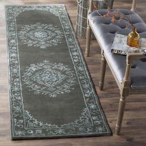 SAFAVIEH, 69 x 244 см, Ковер-дорожка handmade из премиальной шерсти и вискозы, цвет dark grey