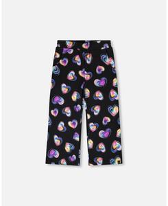 Детские флисовые брюки с широкими штанинами, черные и разноцветные Deux par Deux, Black and multicolor