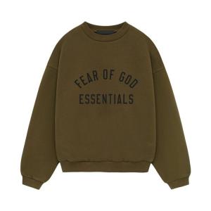 Толстовка Fear of God Essentials Kids Fleece Crewneck Olive, зеленый