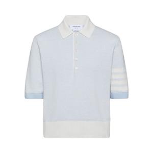 Поло Thom Browne Textured Striped Stitch Relaxed Fit Short-Sleeve Polo 'Light Blue'