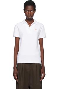 Поло с вышивкой лисёнка Regular Maison Kitsuné, белый