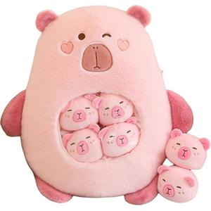 Плюшевая кукла Capybara Dolls высота 45 см LEWAHON, розовый