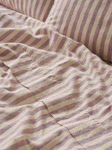 Плоская простыня Pembroke Stripe из льняной смеси Piglet in Bed, Elderberry