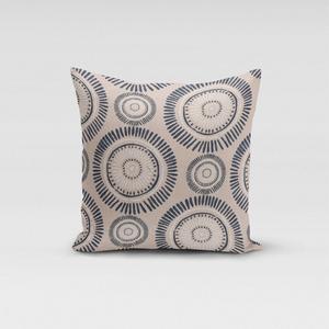 КРАСИВАЯ ЖИЗНЬ. Чехол на подушку мандала в горошек, линии натурального темно-синего цвета, размер 80x80см (ВxШ) Размер 80x80см (ВxШ) Schöner-Leben