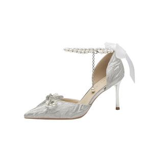 Alxnan Серебряные туфли на шпильке для женщин, цвет Silver