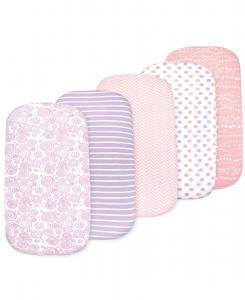 Комплект постельного белья для детской люльки (для мальчика и девочки), 5 штук, универсальный, подходит для матрасов овальной, песочной и прямоугольной формы Bublo Baby, Pink