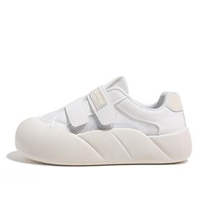 Скользоустойчивые и дышащие низкие скейтерские кроссовки женские белый хаки HUANQIU, белый розовый