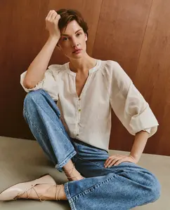 Женская блузка с длинным рукавом и принтом Southern Cotton, белый