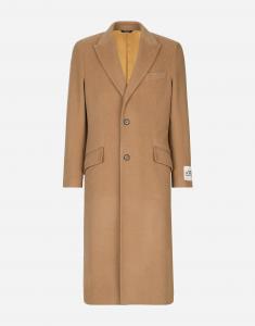 Однобортное шерстяное пальто цвета верблюжьей шерсти Dolce & Gabbana, бледно-розовый