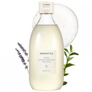 Гель для душа AROMATICA Serene с лавандой и майораном, 300 мл (10,14 унций). Веганский. Ежедневное использование в душе. Содержит натуральные ароматизаторы. Aromatica