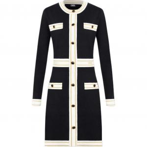 KARL LAGERFELD FW24 Длинное платье с длинными рукавами Женское Черное KARL LAGERFELD / Karl Lagerfeld Jeans