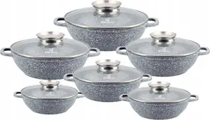 Набор посуды KlönBerg из 12 предметов 1,7/2/2,6/3,3/3,9/4,8 л с антипригарным покрытием, с крышками KB3955 Klönberg