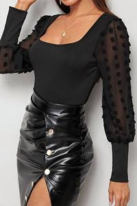 Боди с пышными рукавами в черном цвете La Roseason