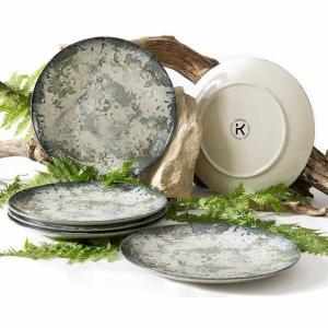 Тарелка konsimo.-Set 6 шт Speiseteller FINGO, 27x27x27 см цвет cremeweiß/grün