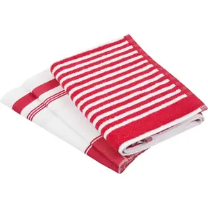 Кухонное полотенце Exclusiv 1x кухонное махровое полотенце (полоски) и 2 кухонных полотенца (садовые травы) Ross, красный