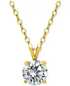 Ожерелье с подвеской-солитером из кубического циркония, позолоченное 18-каратным серебром (также из стерлингового серебра), 16 дюймов + 2-дюймовая удлинительная вставка, эксклюзивно в Macy's Giani Bernini, gold