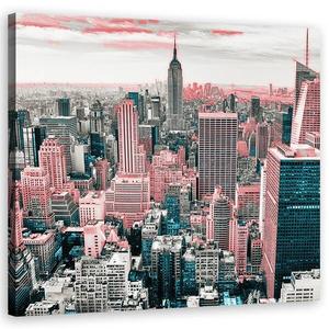 Картины на холсте Feeby Panorama New York Stadt, розовый