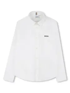 Рубашка с вышитым логотипом BOSS Kidswear, белый
