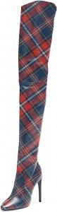 Женские сапоги FSJ с острым носком, на шпильке, выше колена, с боковой молнией, из лакированной кожи, зимние, размеры 4-15 US, Plaid