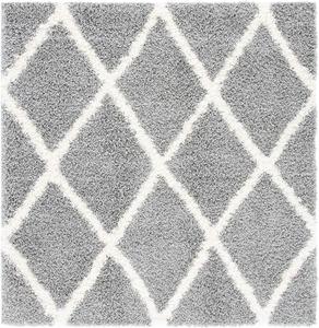 Ковер SAFAVIEH, 201 x 201 см, Venus Shag Collection, Grey & Ivory, узор Trellis, без линьки и простой в уходе, идеален для помещений с высокой проходимостью в гостиной, спальне (VNS681J)