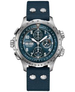 Мужские швейцарские автоматические часы с хронографом цвета хаки Aviation X-Wind с синим текстильным ремешком, 45 мм Hamilton