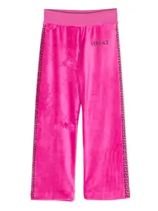 Брюки с принтом и кристаллами Versace Kids, розовый