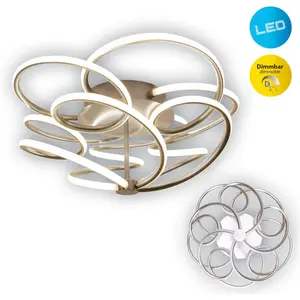 Потолочный светильник с LED-лампой näve Rizado, 1 шт., теплый белый свет, класс энергоэффективности: F, затемняемый в 3 ступени с помощью настенного выключателя, сатин-никель Näve, Altgoldfarben