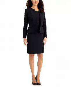 Костюм-двойка без воротника, Regular & Petite Le Suit, черный