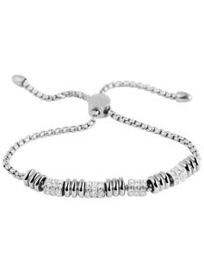 Adeliás Женский браслет - браслет из нержавеющей стали со стразами, 24 см, серебристый