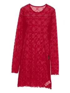 Мини-платье с длинными рукавами и монограммой Marine Serre, красный