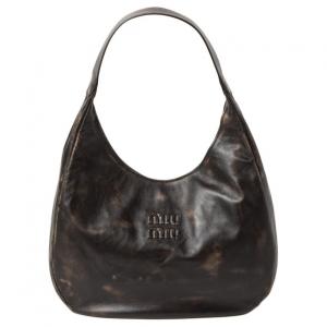 MIU MIU Сумка через плечо из кожи наппа женская кофейная