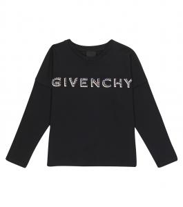 Футболка с длинными рукавами и логотипом Givenchy Kids, черный