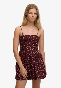Корсетное мини-платье-майка на каждый день Superdry & Co, Burgundy Bouquet Ditsy
