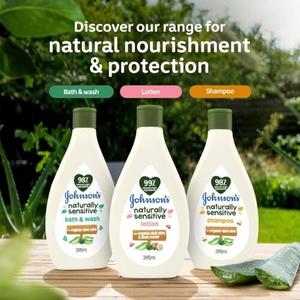 Лосьон-шампунь для купания Baby Naturally Sensitive с маслом ши и алоэ вера Johnson's