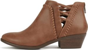 Женские ботильоны Soda Sincere с низким каблуком и эластичными перекрестными ремешками (доступна широкая посадка), Cognac Pu
